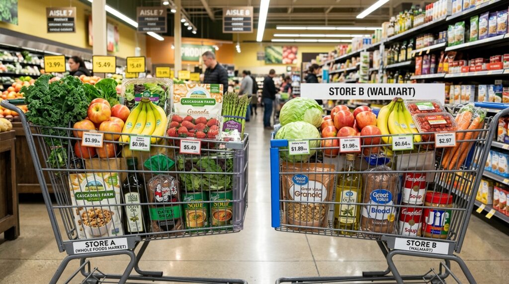 Aldi vs Walmart groceries price comparison 2026
