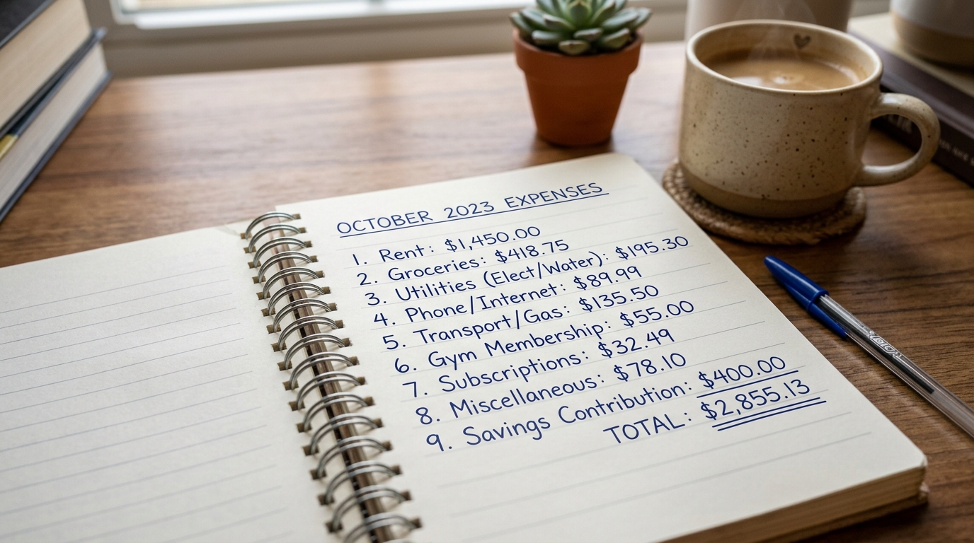 living on 2000 monthly expense tracking notebook