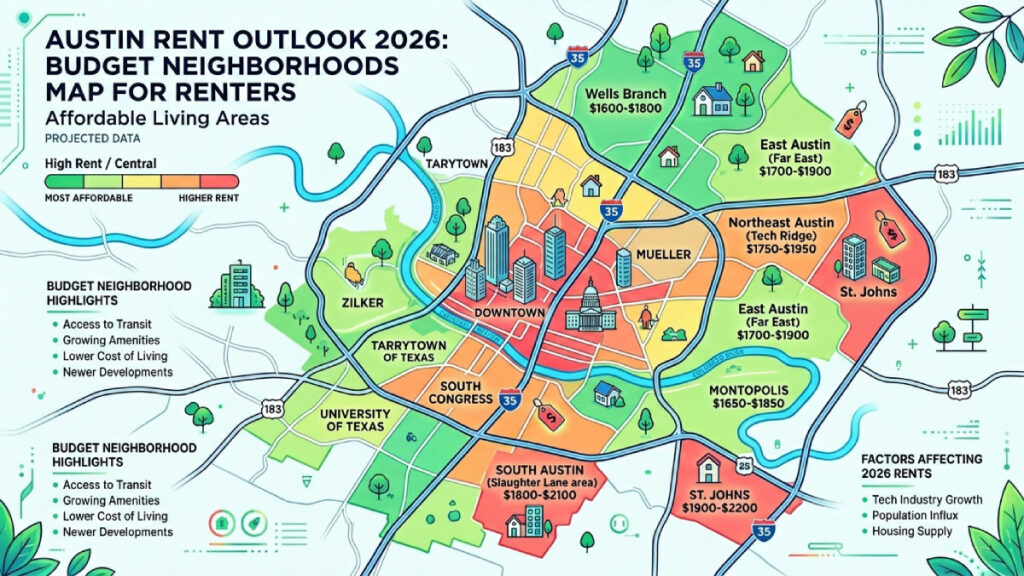 budget rent Austin 2026 — affordable neighborhoods map for renters