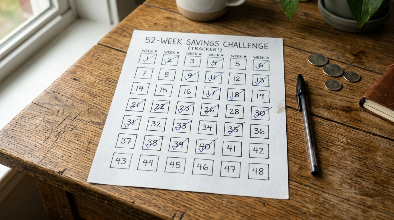 52 week savings challenge printable tracker checklist