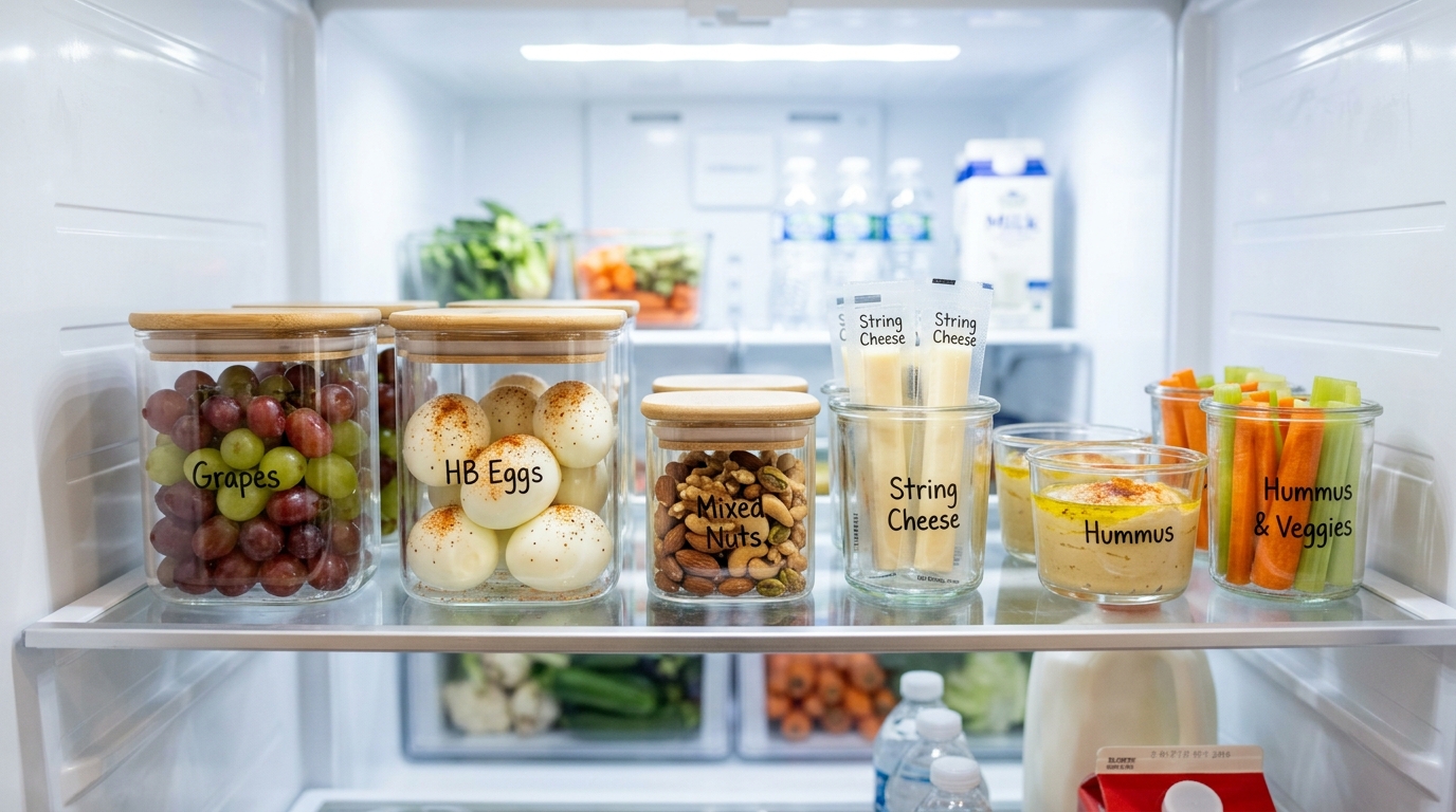 minimal effort cheap girl dinner ideas — prepped fridge