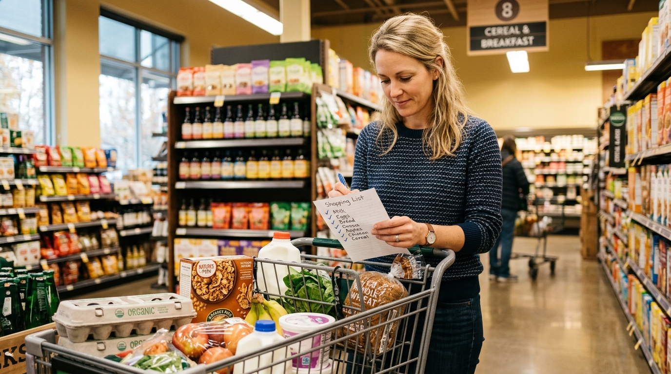 budget grocery tips — sticking to a grocery list