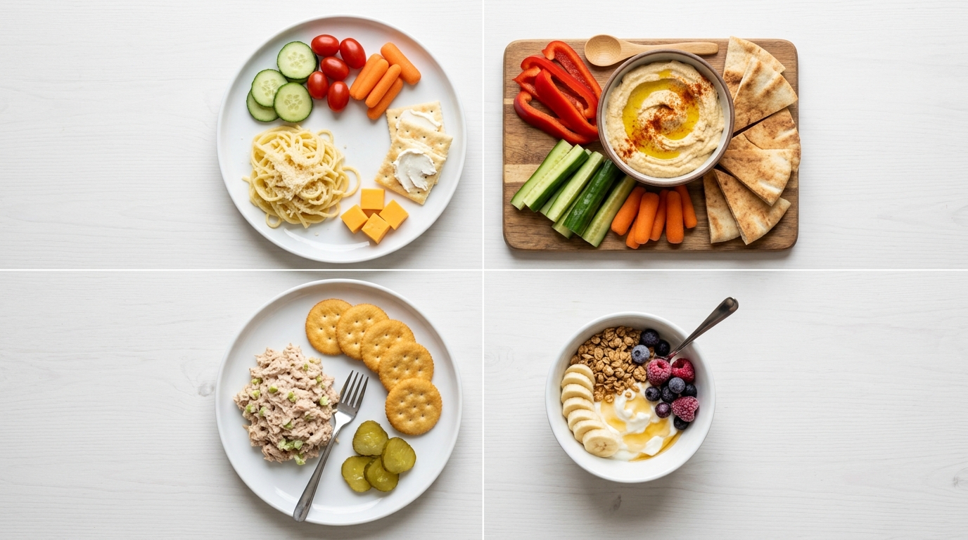 cheap girl dinner ideas — four budget meals for one laid out