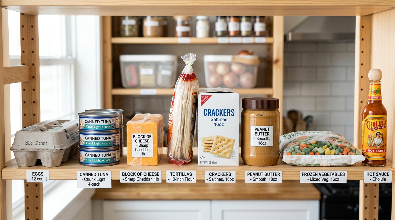 girl dinner ideas — 8-item budget pantry staples for cheap meals