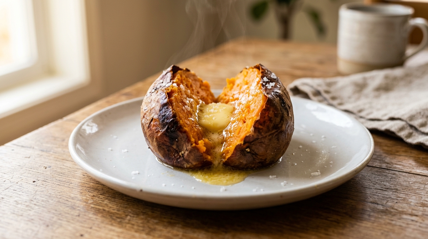 easy cheap dinner ideas — microwave sweet potato budget meal