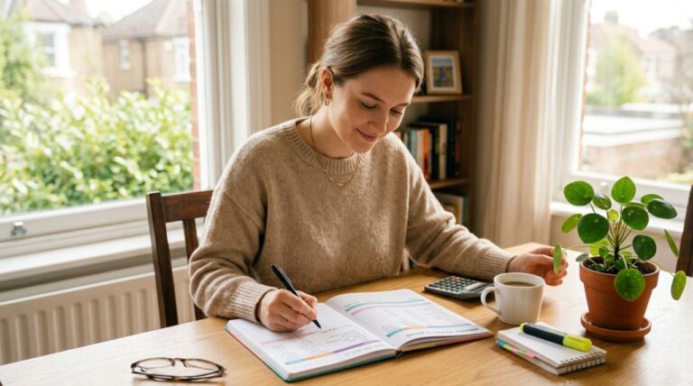 How to Live Below Your Means: 7 Smart Habits to Actually Enjoy in 2026 How to live below your means — person calmly reviewing monthly budget at a home desk