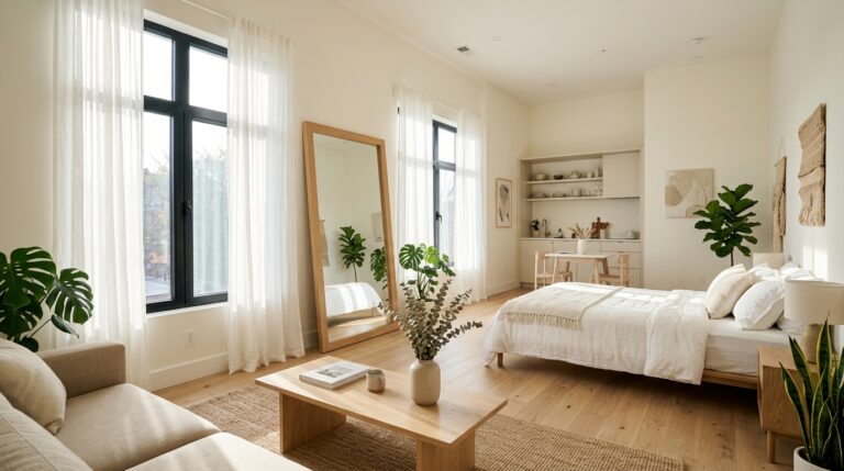 how to make a small apartment feel bigger — bright styled studio